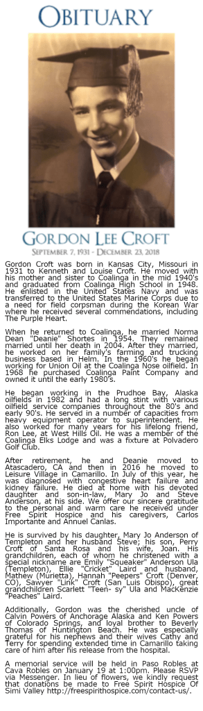 GordonLeeCroftObit
