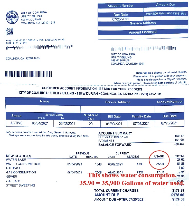 Reading That Water Bill Coalinga Press